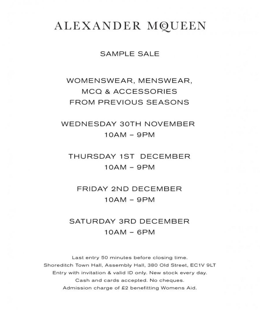 Alexander McQueen sample sale -- Sample 
