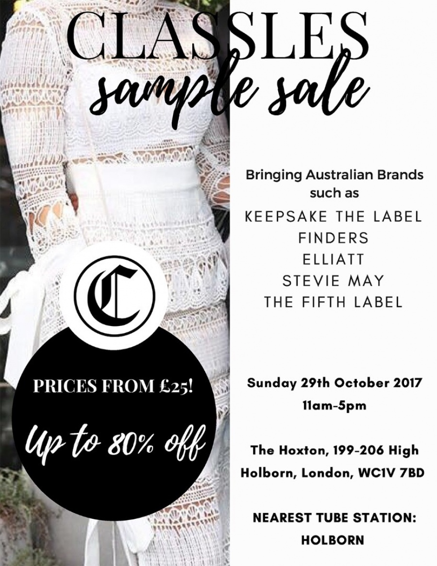 CLASSLES SAMPLE SALE Sample sale in London