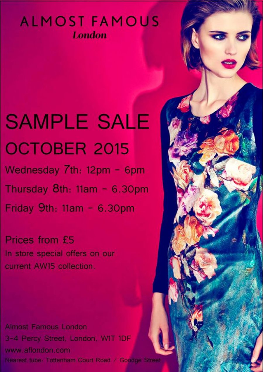 Almost Famous London SAMPLE SALE Sample Sale In London
