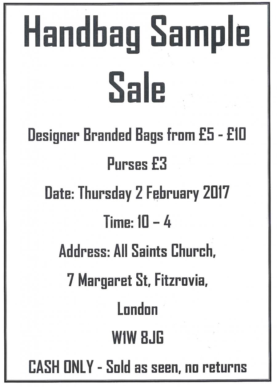 Designer Brand Handbag Sample Sale February 2nd