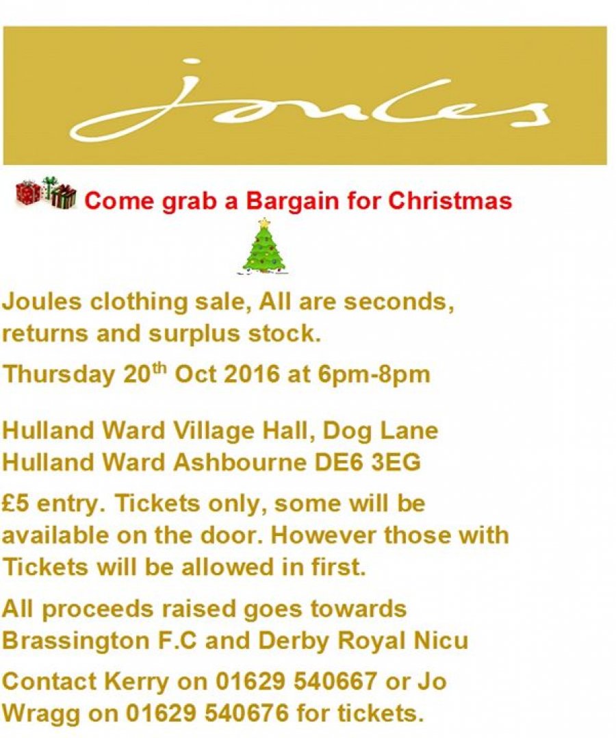 Joules Clothing sale -- Sample sale in Hulland Ward