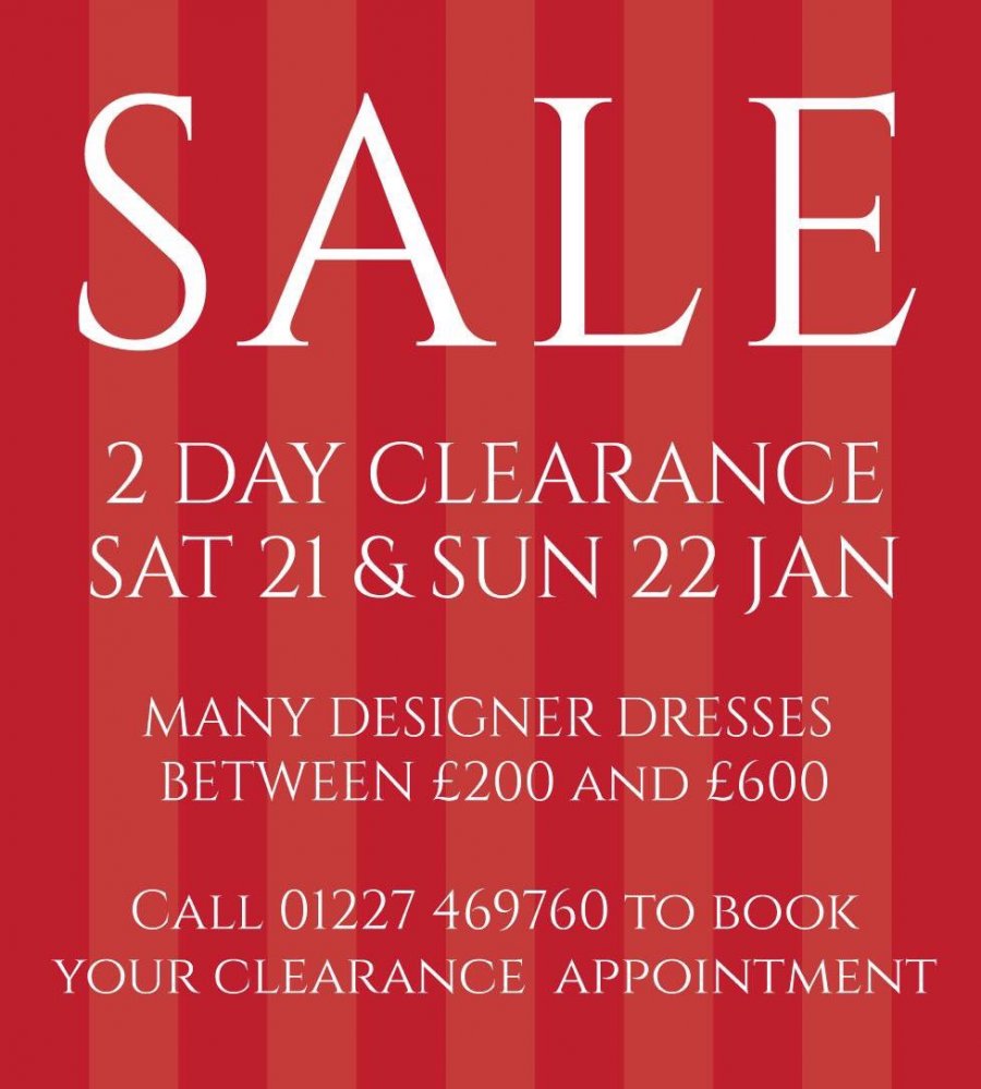 Chilham Bridal January clearance sale -- Sample sale