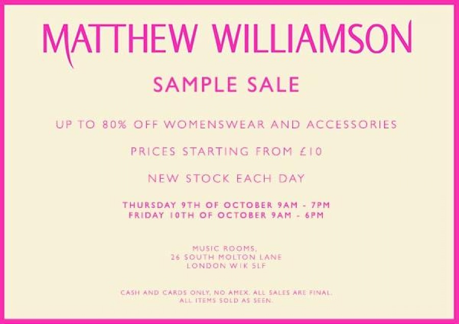 Sample Sale Matthew Williamson -- Sample sale in London