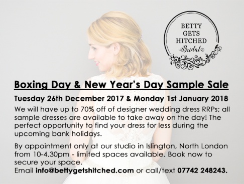 Boxing Day and New Year's Day Sample Sale
