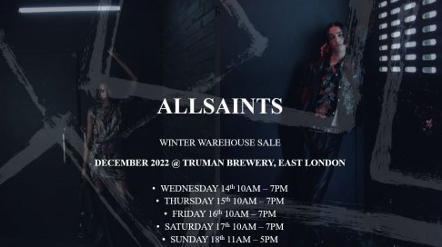 AllSaints Winter Warehouse Clearance Sale 