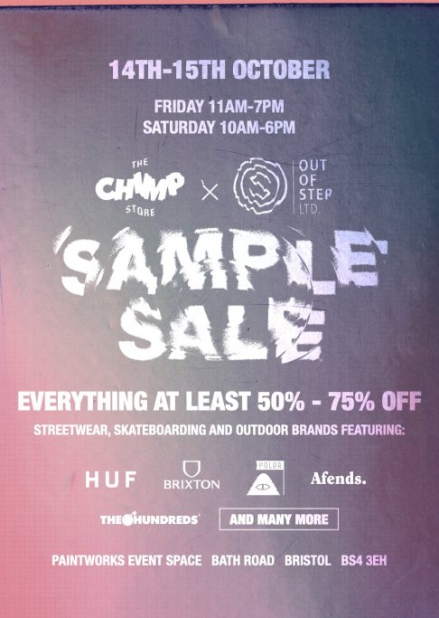 BRISTOL SAMPLE SALE | THE CHIMP STORE X OUT OF STEP