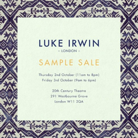 Luke Irwin Sample sale