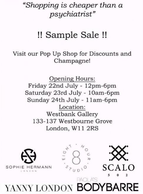 Sample sale womanswear Sophie Hermann and Friends