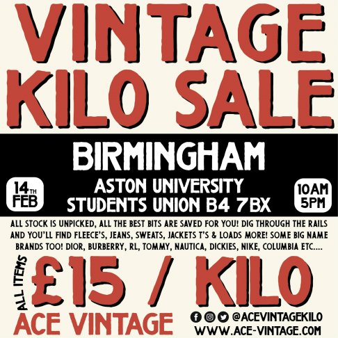 Aston Uni SU Vintage Kilo Sale