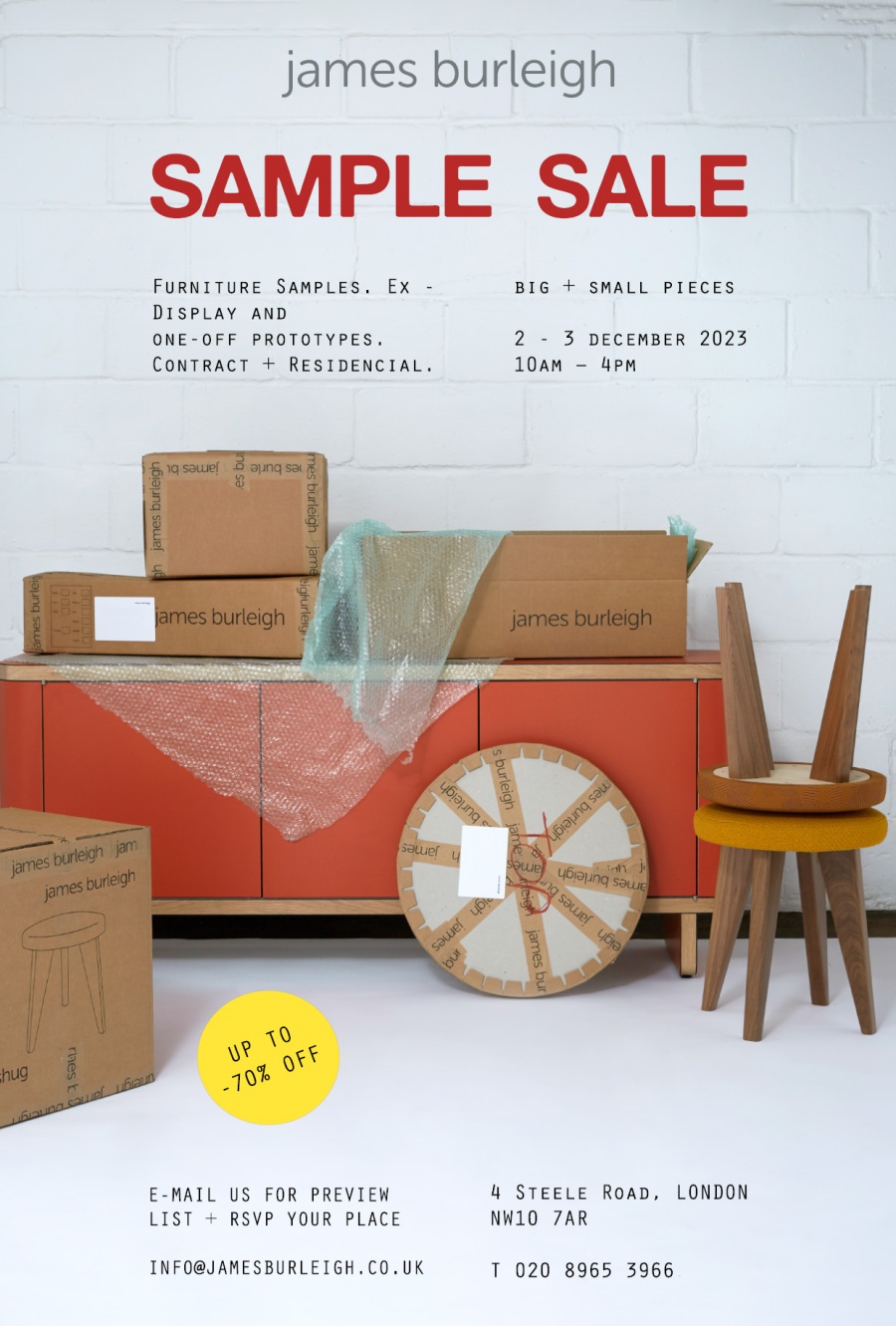 James Burleigh Contemporary Furniture Sample Sale!