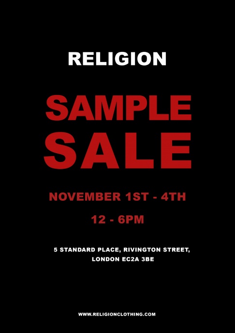 Religion Clothing Sample Sale