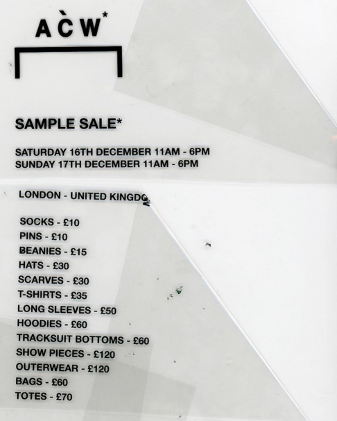 A-COLD-WALL Sample Sale
