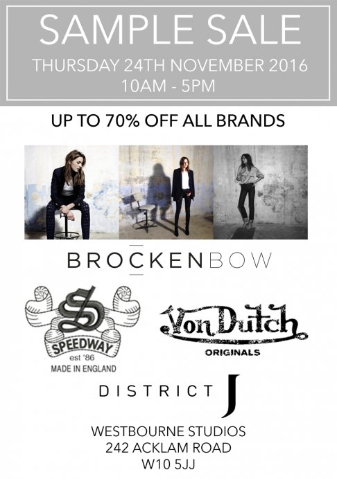 District J Sample Sale - Brockenbow, Von Dutch, Speedway & ANZ up to 70% off!