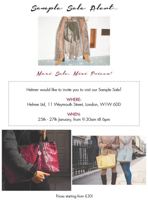 Helmer Sample Sale