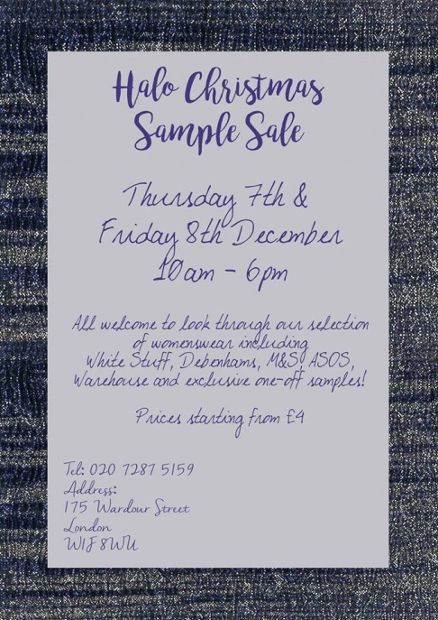 Halo Christmas Sample Sale