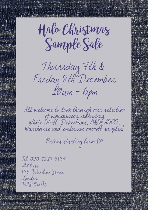 Halo Christmas Sample Sale