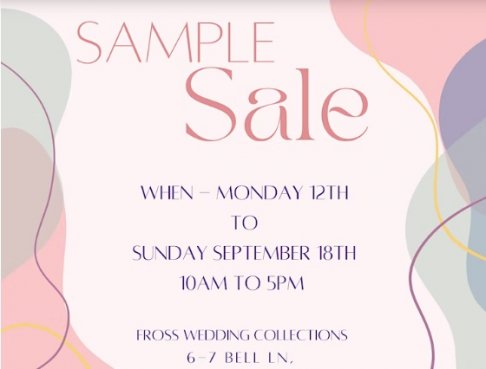 Fross Wedding Collections September Sample Sale