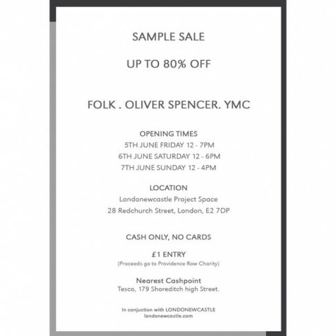 Folk, YMC, Oliver Spencer Sample Sale