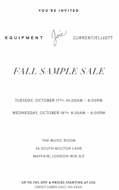 Equipment, Joie and Current/Elliott Sample Sale