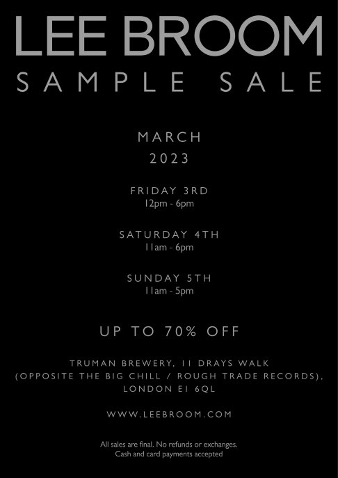 Lee Broom Sample Sale 