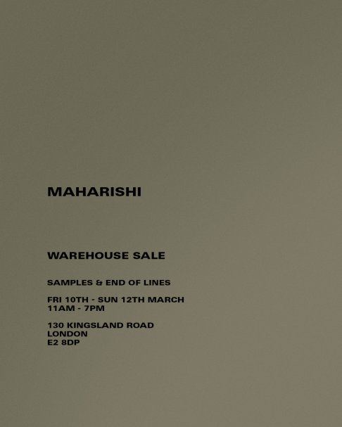 Maharishi Warehouse Sale