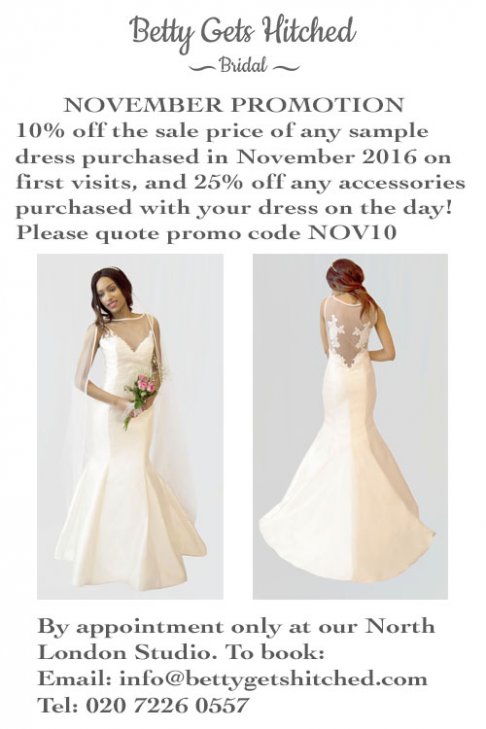 November Promotion on sample wedding dresses and accessories