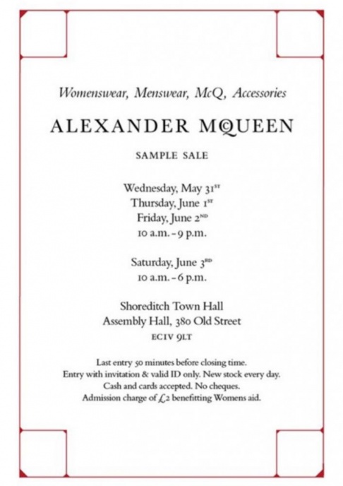 Alexander McQueen Sample Sale