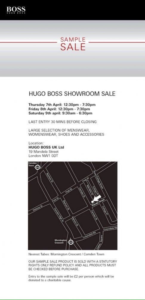 Hugo Boss sample sale