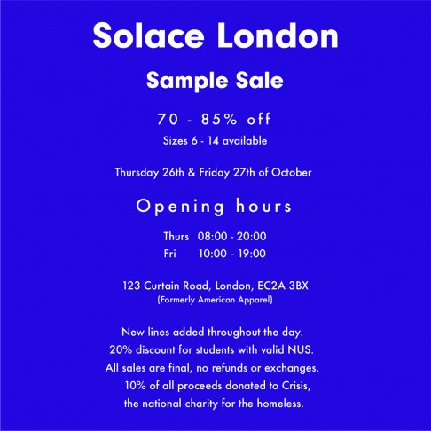 Solace London Sample Sale 