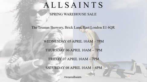 AllSaints Spring Warehouse Clearance Sale 