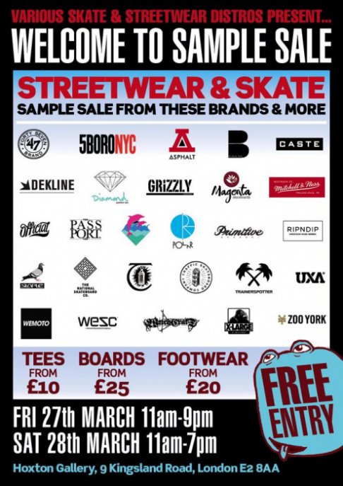 Streetwear and Skate sample sale