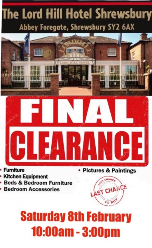 The Lord Hill Hotel and Restaurant Final Clearance Sale
