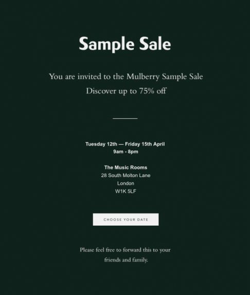 Mulberry sample sale