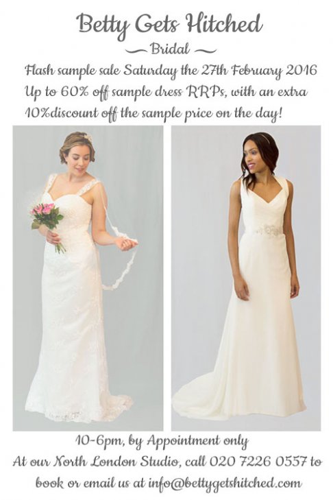 Flash wedding dress sample sale Saturday 27th February 2016