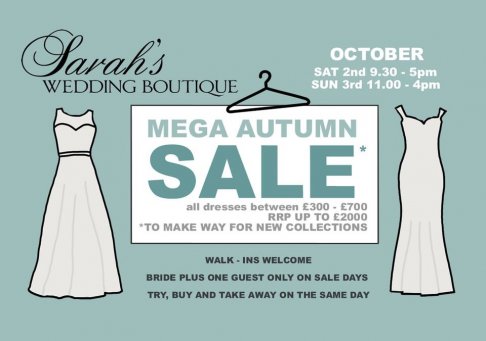 Sarah's Wedding Boutique Mega Autumn Sample Sale