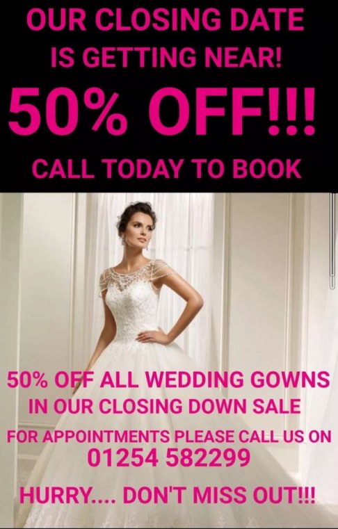 Wedding Belles of Blackburn Closing Down Sale