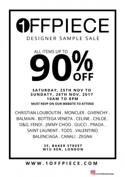 1offpiece.com Designerwear POP-UP STORE (2 DAY EVENT) - All items up to 90% off RRP - 2