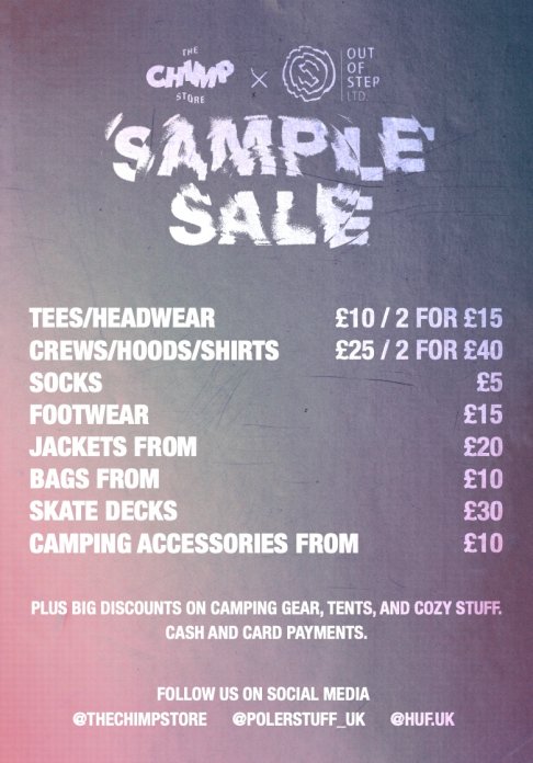 BRISTOL SAMPLE SALE | THE CHIMP STORE X OUT OF STEP - 2
