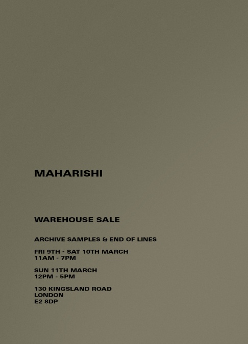 maharishi Warehouse Sale 