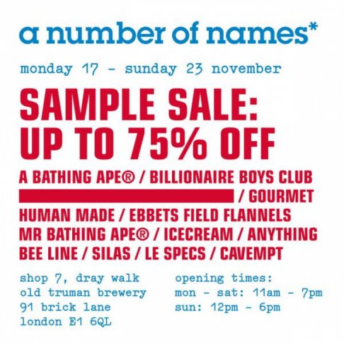 A number of names sample sale