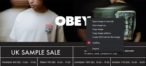 OBEY Clothing Sample Sale