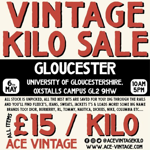 Gloucestershire Uni Vintage Kilo Sale