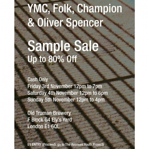 YMC, Folk, Wrangler, Oliver Spencer and Champion Sample Sale