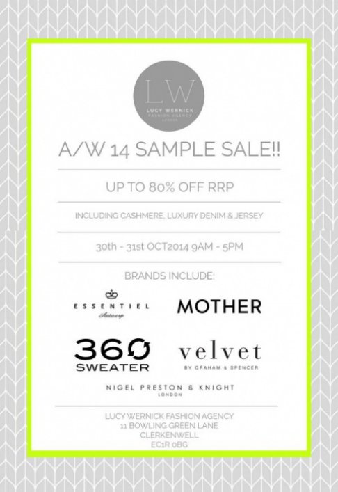 Sample sale Lucy Wernick fashion Agency