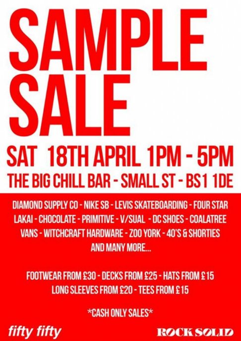 Sample Sale at BIg Chill, Bristol.