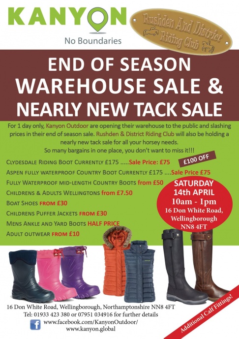 Kanyon and Rushden & District Riding Club Warehouse Sale