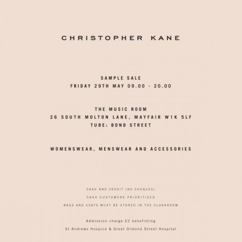 Sample sale Christopher Kane