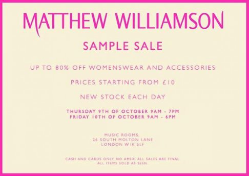 Sample Sale Matthew Williamson