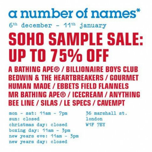 a number of names* Sample Sale