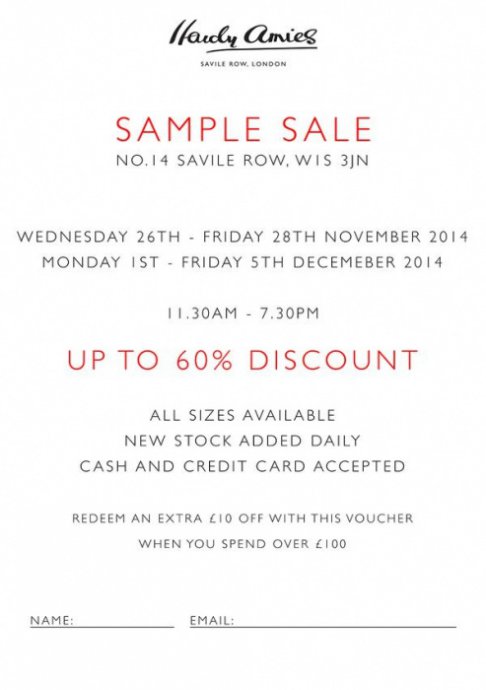 Hardy Amies' sample sale